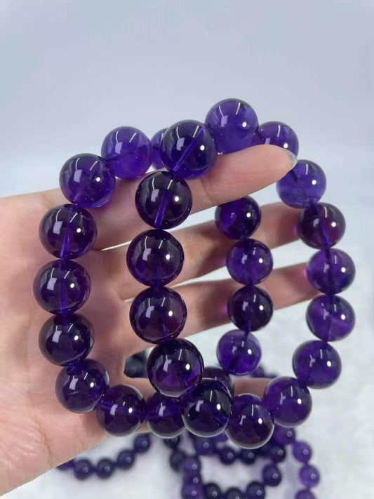Natural purple amethyst bead bracelet